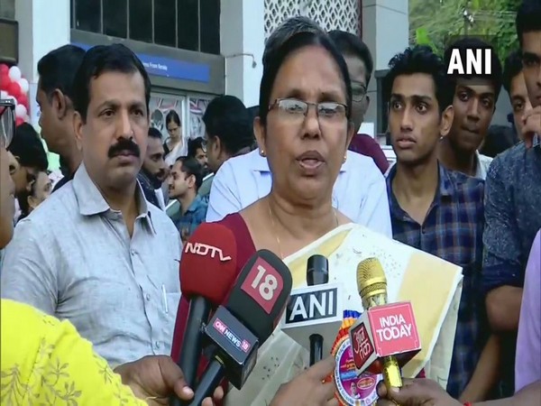 Kerala Health Minister KK Shailaja talking to reporters on Thursday.
