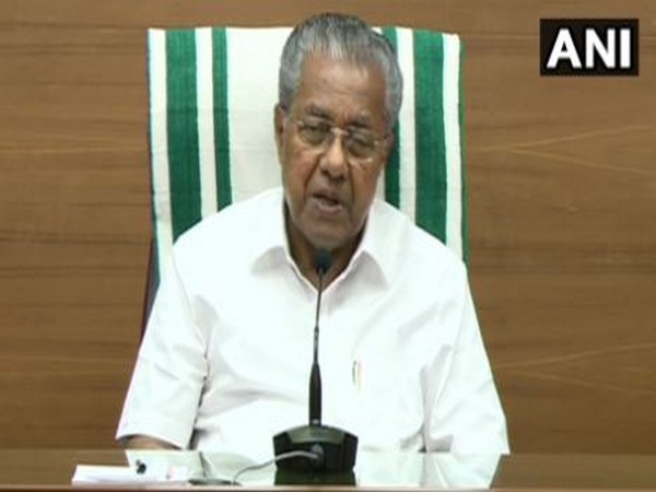 Kerala Chief Minister Pinarayi Vijayan speaking at a press conference on Monday. Photo/ANI