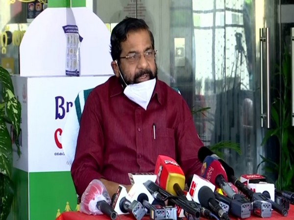 Kerala Devaswom Minister Kadakampally Surendran addressing a press conference in Trivandrum on Monday. [Photo/ANI]