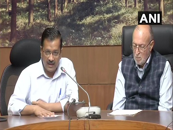 Delhi CM Arvind Kejriwal and Lt Governor Anil Baijal at the press conference in New Delhi on Wednesday. photo/ANI