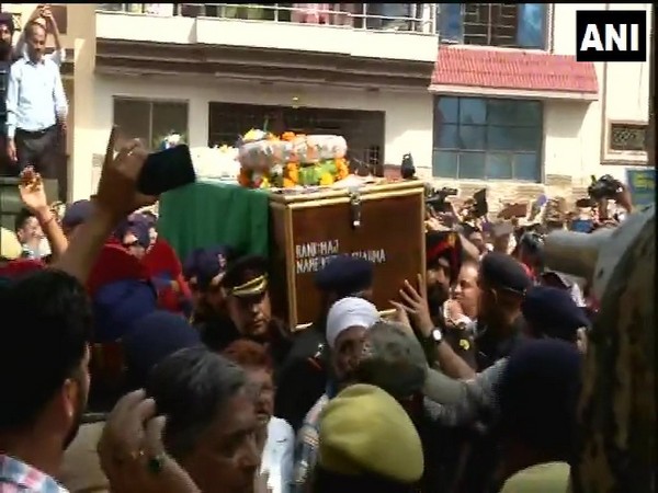Mortal remains of Major Ketan Sharma reached his residence in Meerut on Tuesday. Photo/ANI