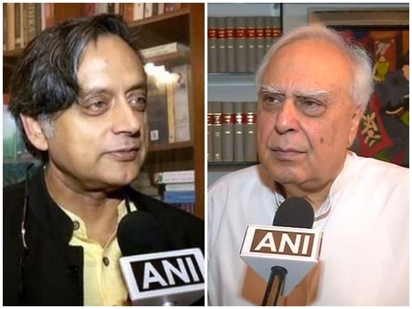 Congress leaders Shashi Tharoor, left, and Kapil Sibal