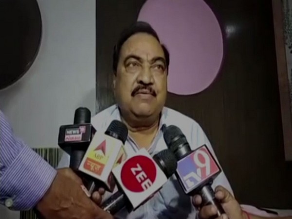 BJP leader Eknath Khadse speaking to reporters in Mumbai. Photo/ANI
