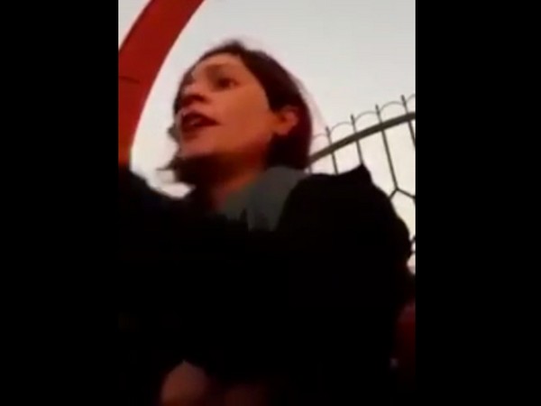 A grab of the video showing the wife of Pak army colonel abusing police officer