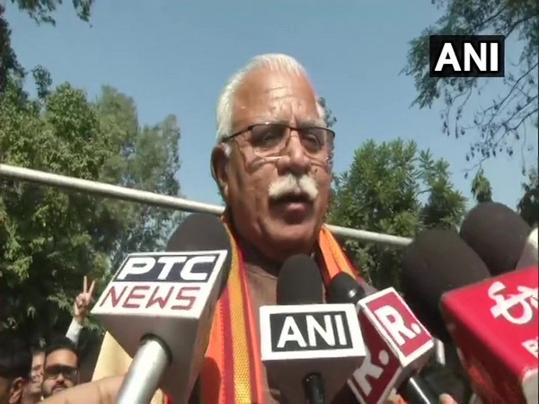 Haryana Chief Minister Manohar Lal Khattar speaking to reporters in Karnal on Monday.
