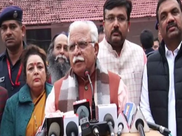 Haryana Chief Minister Manohar Lal Khattar speaking to media persons in Gurugram on Friday. Photo/ANI