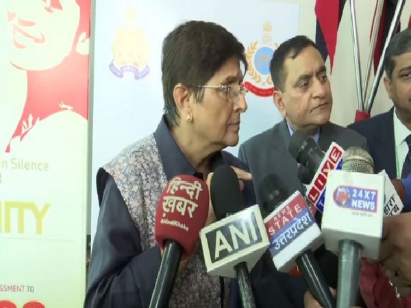 Puducherry Governor Kiran Bedi speaking to reporters in Lucknow on Thursday. Photo/ANI
