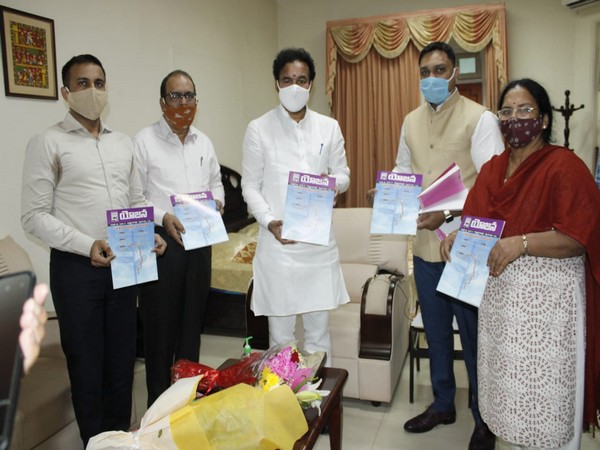 Mos G Kishan Reddy with officials of the Information and Broadcasting Ministry, Hyderabad on Sunday