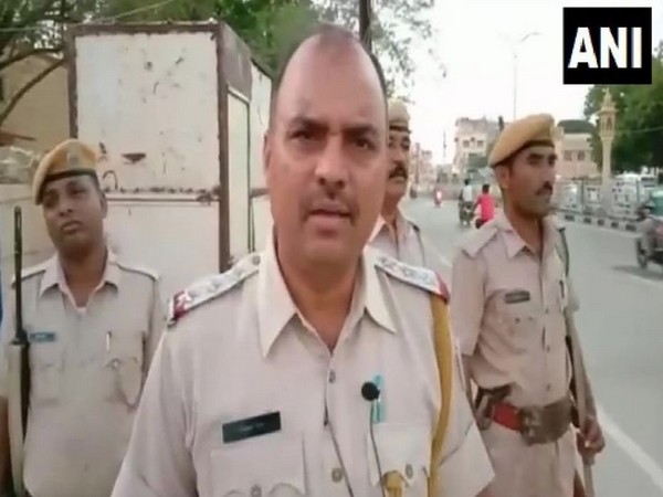 Rajasthan Police inspector Kishan Singh at a police checkpoint in Jaisalmer on Thursday. Photo/ANI