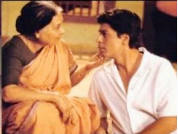 A still from the movie 'Swades' featuring late Kannada actor Kishori Ballal and megastar Sharukh Khan (Image courtesy: Instagram)  