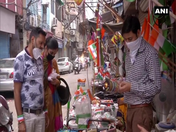 Vendor in Delhi selling kites on the occasion of Independence Day. (Photo/ANI)