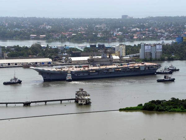 Basin trials of Indigenous Aircraft Carrier (IAC) gets conducted at Cochin Shipyard Limited (CSL) (Photo ANI)