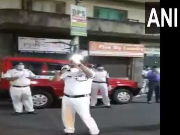 Police officers of Gariahat Police Station in a musical performance