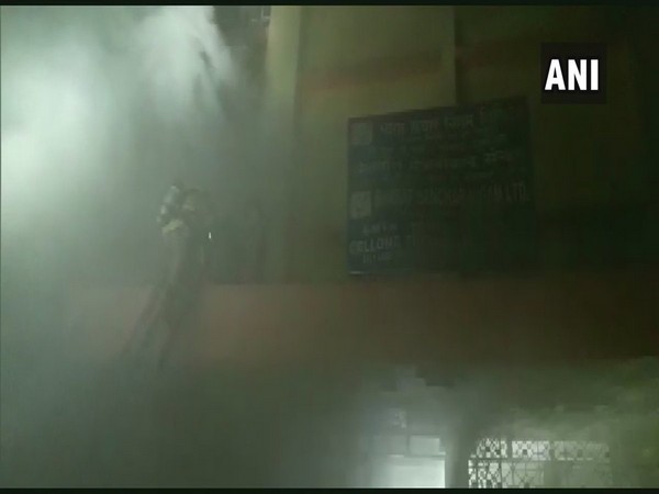 The BSNL building engulfed in smoke after a fire broke out in Kolkata on late Monday evening.