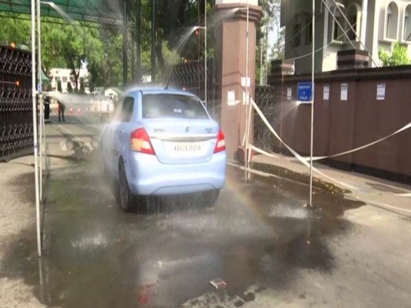 Sanitisation gate at the Eastern Command headquarter of Indian Army disinfecting a vehicle entering its premises. Photo/ANI