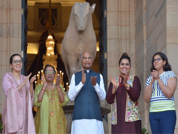 President Ram Nath Kovind along with the First Lady Savita Kovind participated in Janta Curfew clapping initiative on Sunday. Photo/ANI