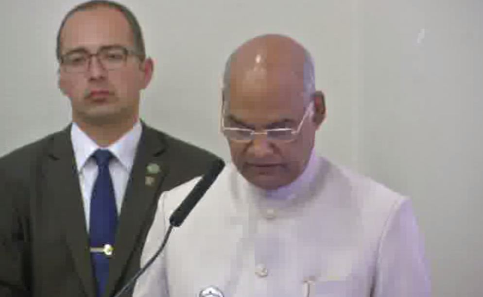 President Ram Nath Kovind addressing the students and faculty of the University of Chile in Santiago on Monday (local time)
