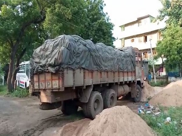 The lorry seized by police in Krishna district on Sunday. Photo/ANI