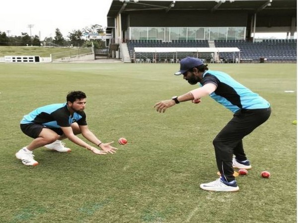 Spinner Kuldeep Yadav training with fielding coach R Sridhar (Photo/ Team India Instagram)