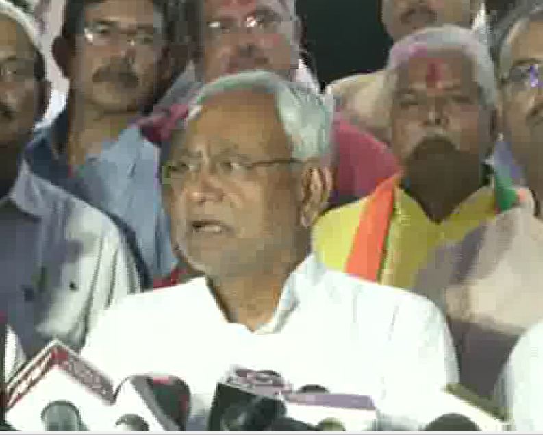 Bihar Chief Minister Nitish Kumar speaking to the media in Patna on Thursday