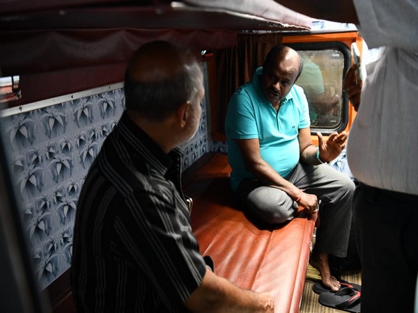 Karnataka Chief Minister HD Kumaraswamy along with State Tourism Minister Sa Ra Mahesh left for Karegudda village on Tuesday. Photo/ANI