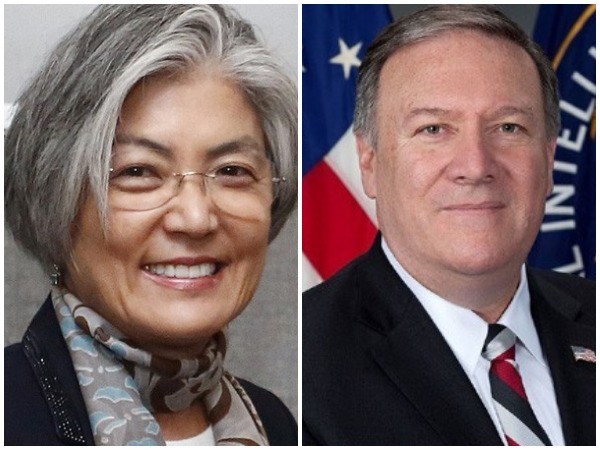 South Korean Foreign Minister Kang Kyung-wha and US Secretary of State Michael Pompeo (file photo)