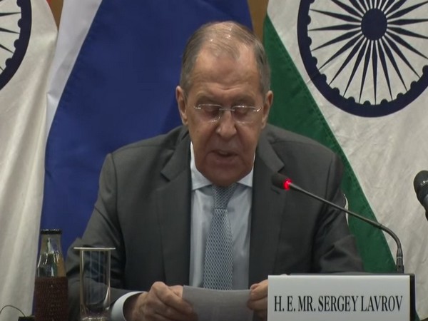 Russian Foreign Minister Sergey Lavrov during a press conference on Tuesday.