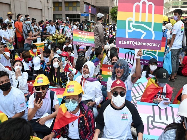 Myanmar's LGBT and ethnic groups were out on streets on Saturday to protest against the military junta. (Photo credit: Reuters)