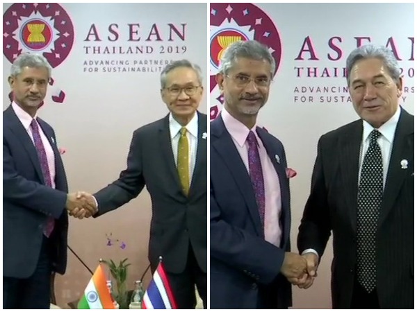 External Affairs Minister S Jaishankar with his Thai and New Zealand counterparts in Bangkok on Thursday.