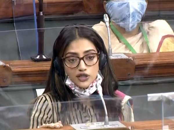 TMC Lok Sabha MP Nusrat Jahan speaking in Lok Sabha on Wednesday. 