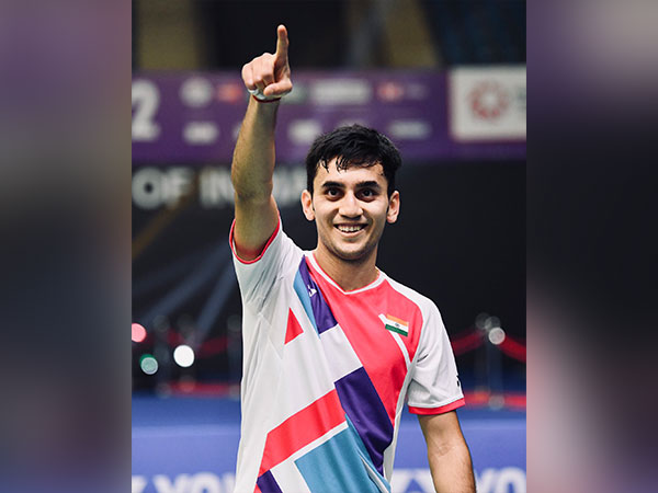 Laskshya Sen celebrates after beating World No.1 Viktor Axelsen (Image: BAI)