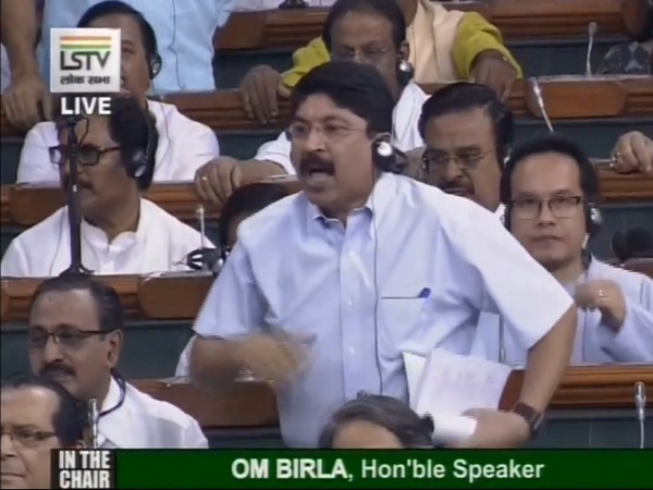 DMK MP Dayanidhi Maran in Lok Sabha on Tuesday. (Picture courtesy: LSTV)