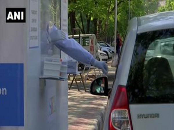 Drive-through sample collection center launched in Chandigarh on Tuesday. Photo/ANI
