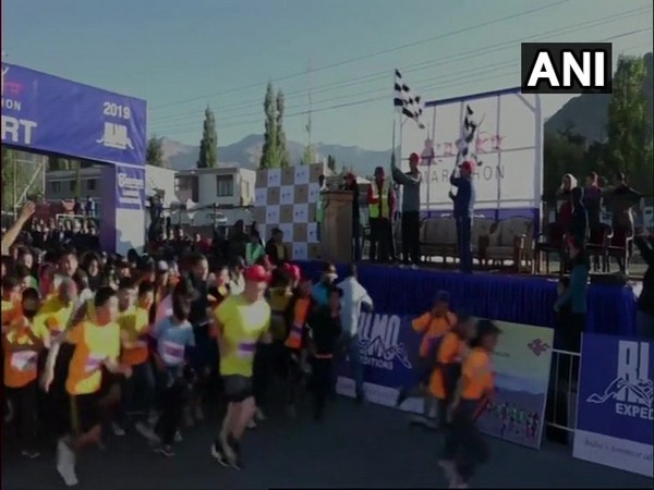 Participants in action during the 8th Ladakh Marathon in Leh.