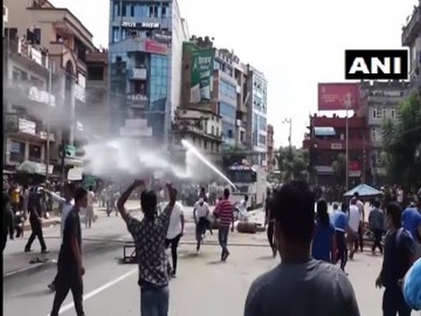 The clash between protesters and police in the Pulchowk area in Lalitpur, Nepal on Thursday.