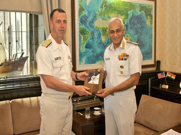 Admiral John Michael Richardson, Chief of Naval Operations of US Navy, on Monday called on Admiral Sunil Lanba, chairman COSC and CNS in New Delhi during his visit to India. Photo/ANI