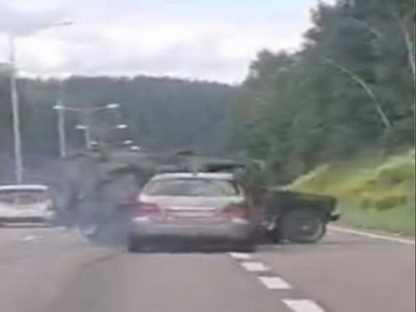 Norwegian leader Lars Thorsen car rammed. (Twitter/Sian)