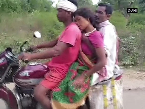Pregnant woman being carried on a motorcycle  (Photo/ANI)