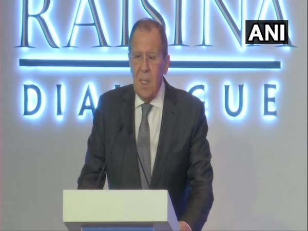 Russian Foreign Minister Sergey Lavrov speaking at Raisina Dialogue 2020 in New Delhi on  Wednesday.