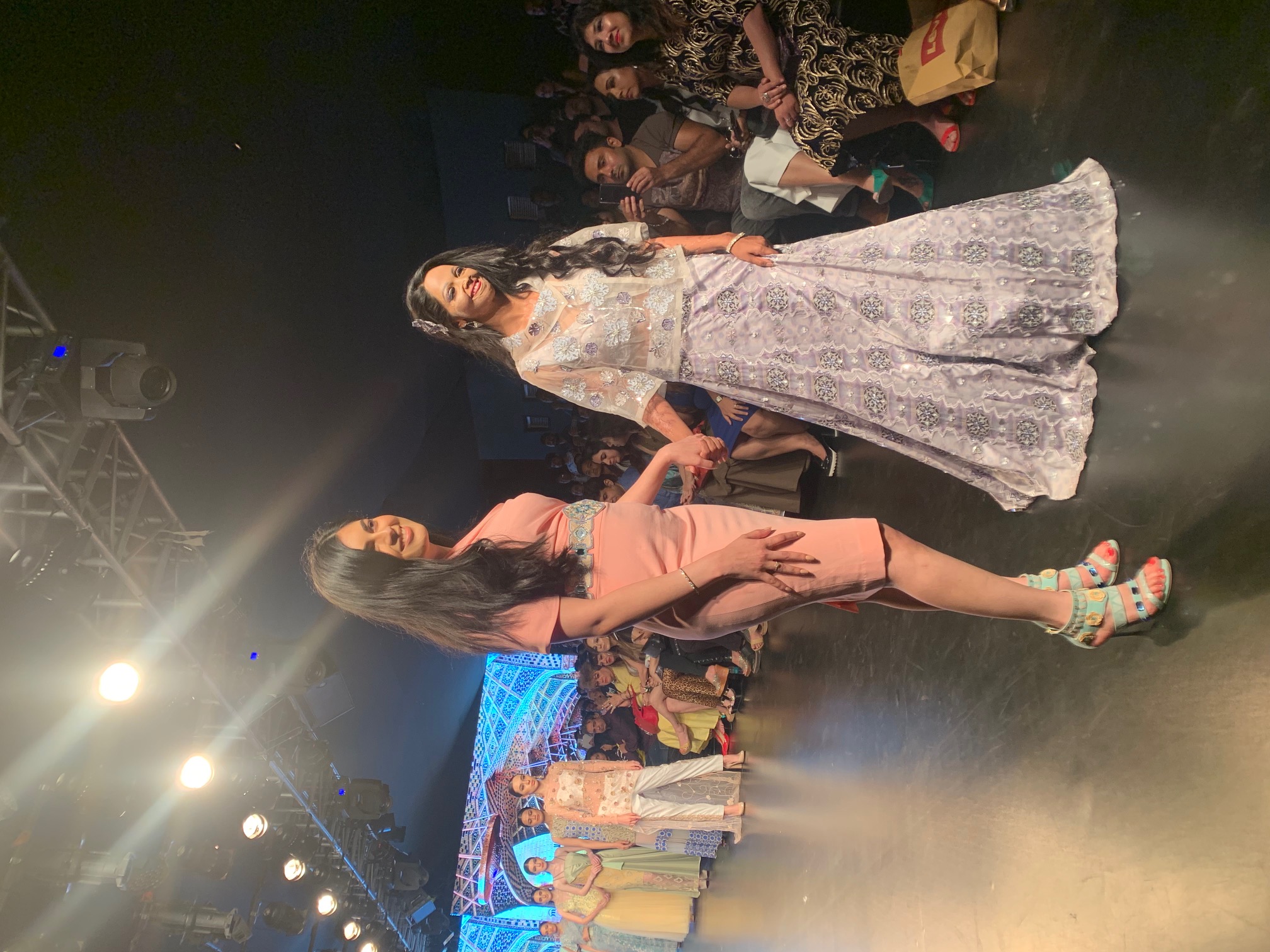 Laxmi Agarwal walking the ramp with designer Laxmi Shirali Sood in New Delhi on Friday.