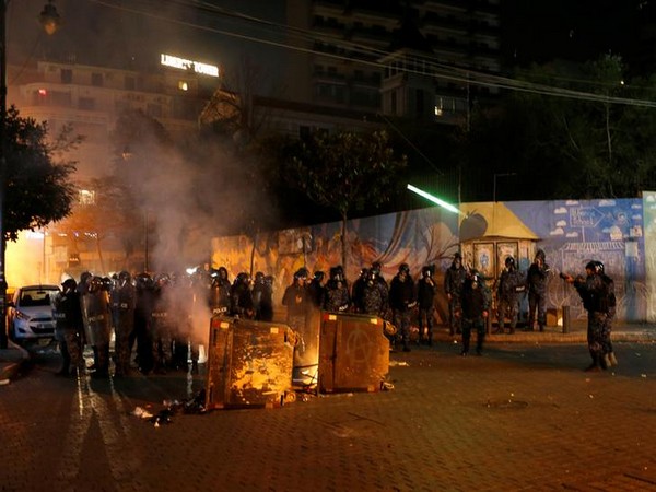 Riot police forces in Beirut following the clashes between them and protestors.