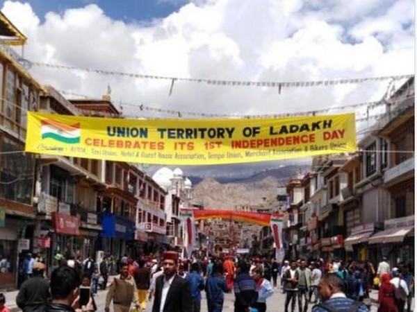 A banner seen on a street in Leh