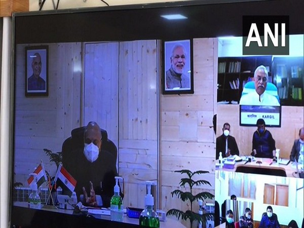 Ladakh Lt Governor RK Mathur launching YounTab scheme for students on Friday. (Photo/ ANI)