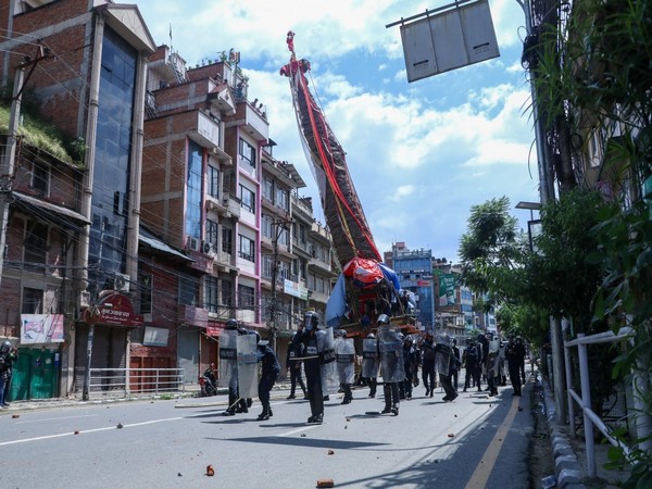 Locals of Lalitpur clash with Police over Chariot procession. Photo/ANI