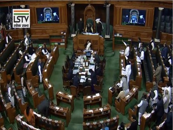 Uproar in Lok Sabha as few opposition MPs raise slogans. (Image courtesy- LS TV)