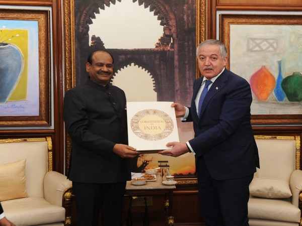 Lok Sabha Speaker Om Birla with Tajikistan Foreign Minister Sirojiddin Muhriddin. (Photo Credit - Twitter/Lok Sabha)
