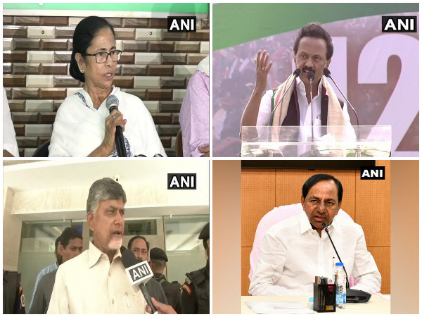 TMC chief Mamata Banerjee, DMK president MK Stalin, TDP chief N Chandrababu Naidu and TRS president K Chandrasekhar Rao (File photo)