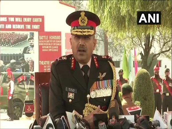 Lieutenant General BS Raju, GOC Chinar Corps, speaking to reporters in Srinagar on Saturday. Photo/ANI