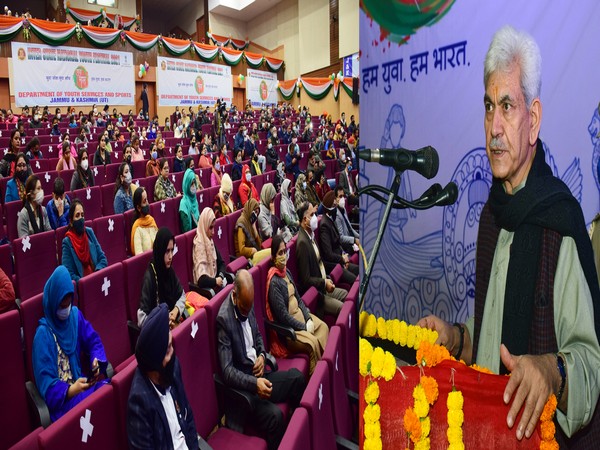 Lieutenant Governor, Manoj Sinha speaking at 24th National Youth Festival in Jammu. (Photo/ANI)