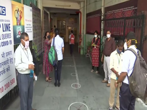 Schools for classes 9-12 re-open in Uttar Pradesh. (Photo/ANI)